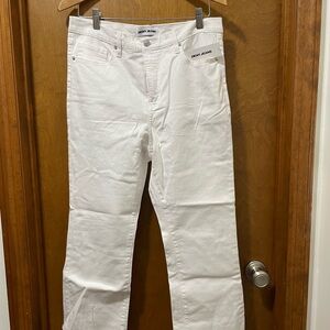 DKNY Women's Straight White Jeans, Cropped, Raw Hem, sz. 12